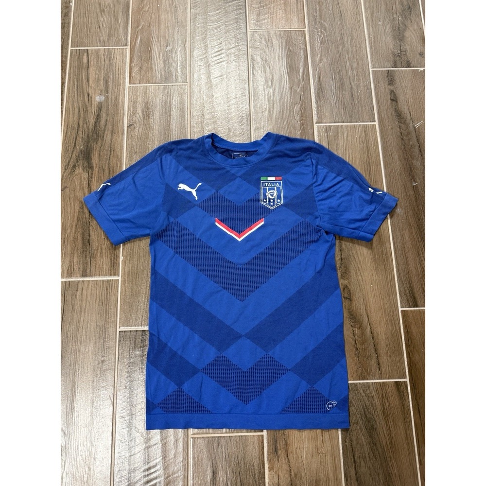 Italy FIGC Puma Soccer Jersey Blue Shirt Mens Small Short Sleeve